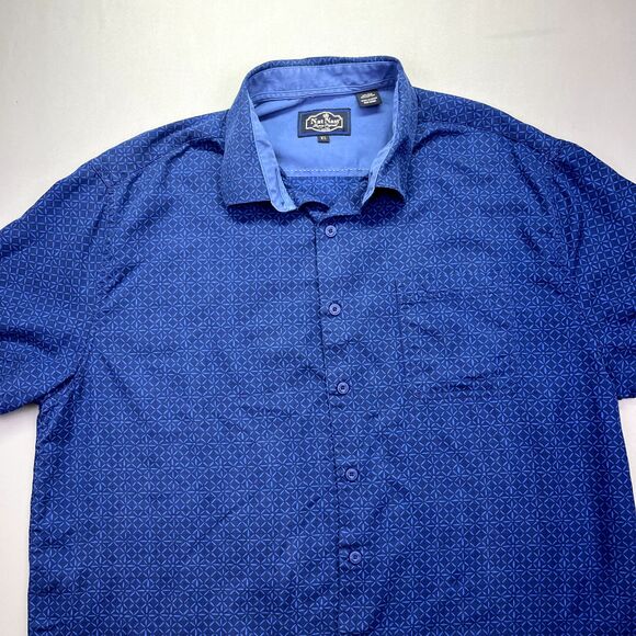 Nat Nast Luxury Originals Shirt Mens XL Blue Short Sleeve Geometric Print Btn Up - Picture 3 of 16